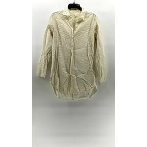 GAPBODY Women's Cream-Black Polka Dot Button-Up Oversized Long Sleeve Top SZ XS